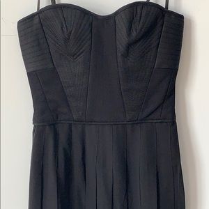 BCBG MAXAZRIA Black Bustier Pleated Chiffon Dress
